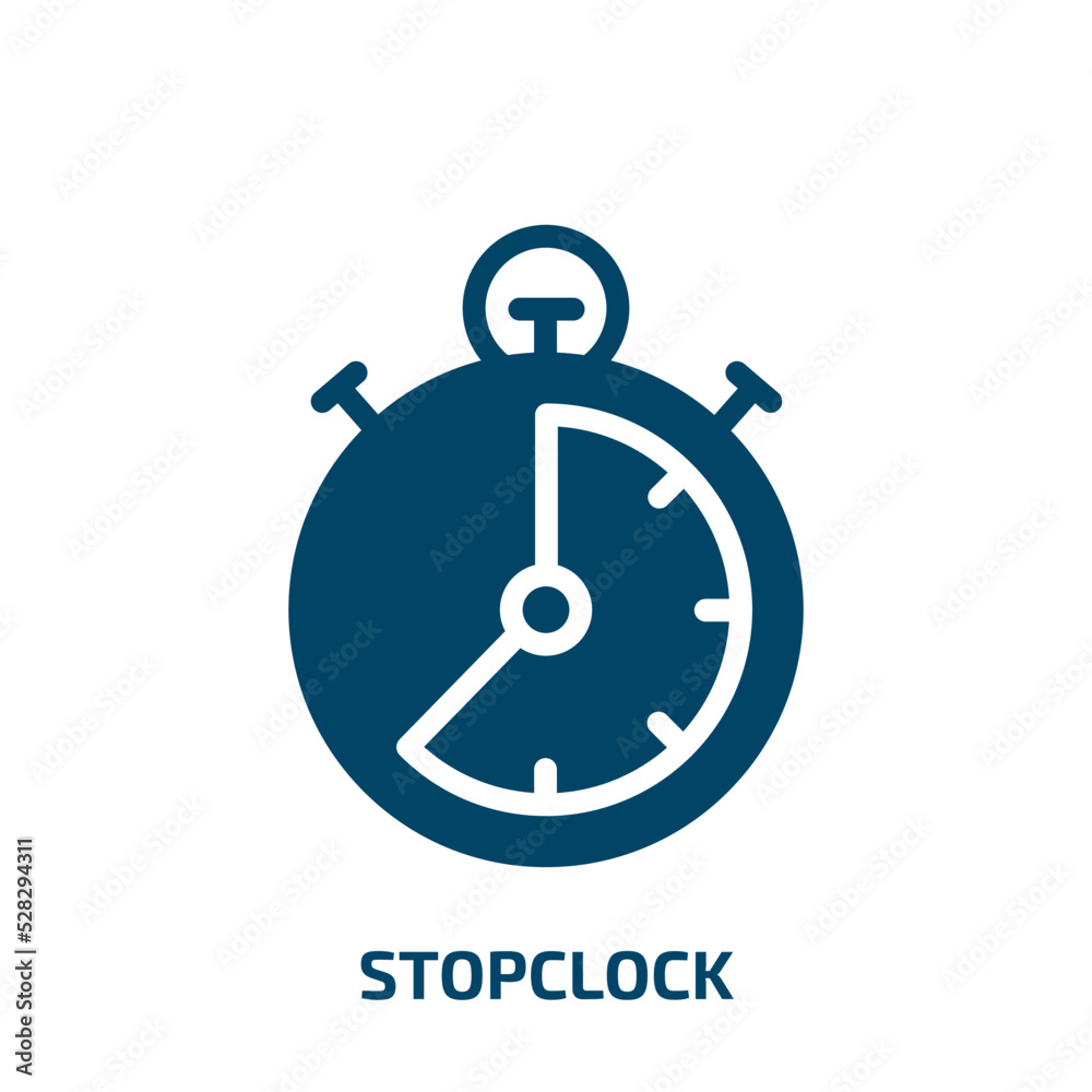 stopclock vector icon. stopclock, business, chronometer filled icons from flat spa concept. Isolated black glyph icon, vector illustration symbol element for web design and mobile apps stopclock vector icon. stopclock, business, chronometer filled icons from flat spa concept. Isolated black glyph icon, vector illustration symbol element for web design and mobile apps