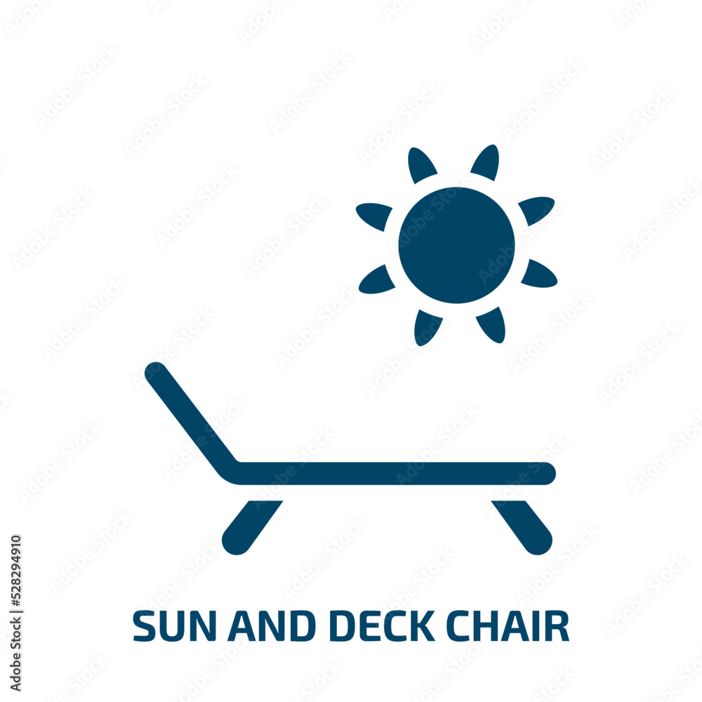 sun and deck chair vector icon. sun and deck chair, parasol, lounge filled icons from flat beautiful concept. Isolated black glyph icon, vector illustration symbol element for web design and mobile sun and deck chair vector icon. sun and deck chair, parasol, lounge filled icons from flat beautiful concept. Isolated black glyph icon, vector illustration symbol element for web design and mobile