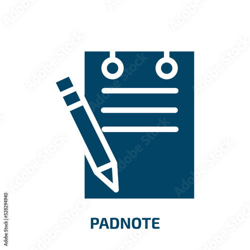 padnote vector icon. padnote, equipment, button filled icons from flat restaurant elements concept. Isolated black glyph icon, vector illustration symbol element for web design and mobile apps photo