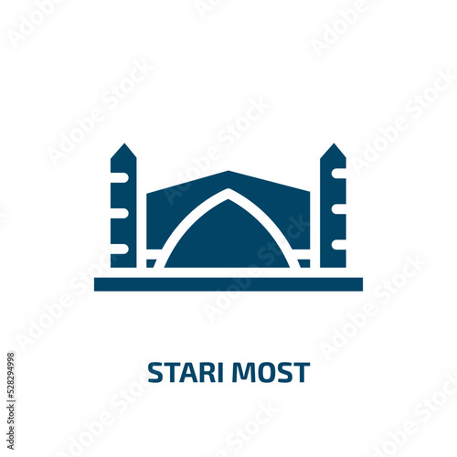 stari most vector icon. stari most, stari, most filled icons from flat linear monuments concept. Isolated black glyph icon, vector illustration symbol element for web design and mobile apps