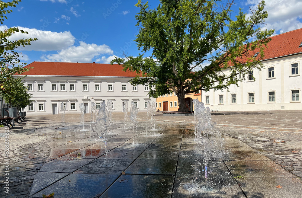 The first Pozega fountain or fountain on the square of St. Theresa, Pozega - Slavonia, Croatia (Prva požeška fontana ili fontana na trgu sv. Terezije, Požega - Slavonija, Hrvatska)