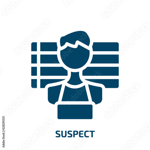 suspect vector icon. suspect, police, prisoner filled icons from flat law & justice concept. Isolated black glyph icon, vector illustration symbol element for web design and mobile apps