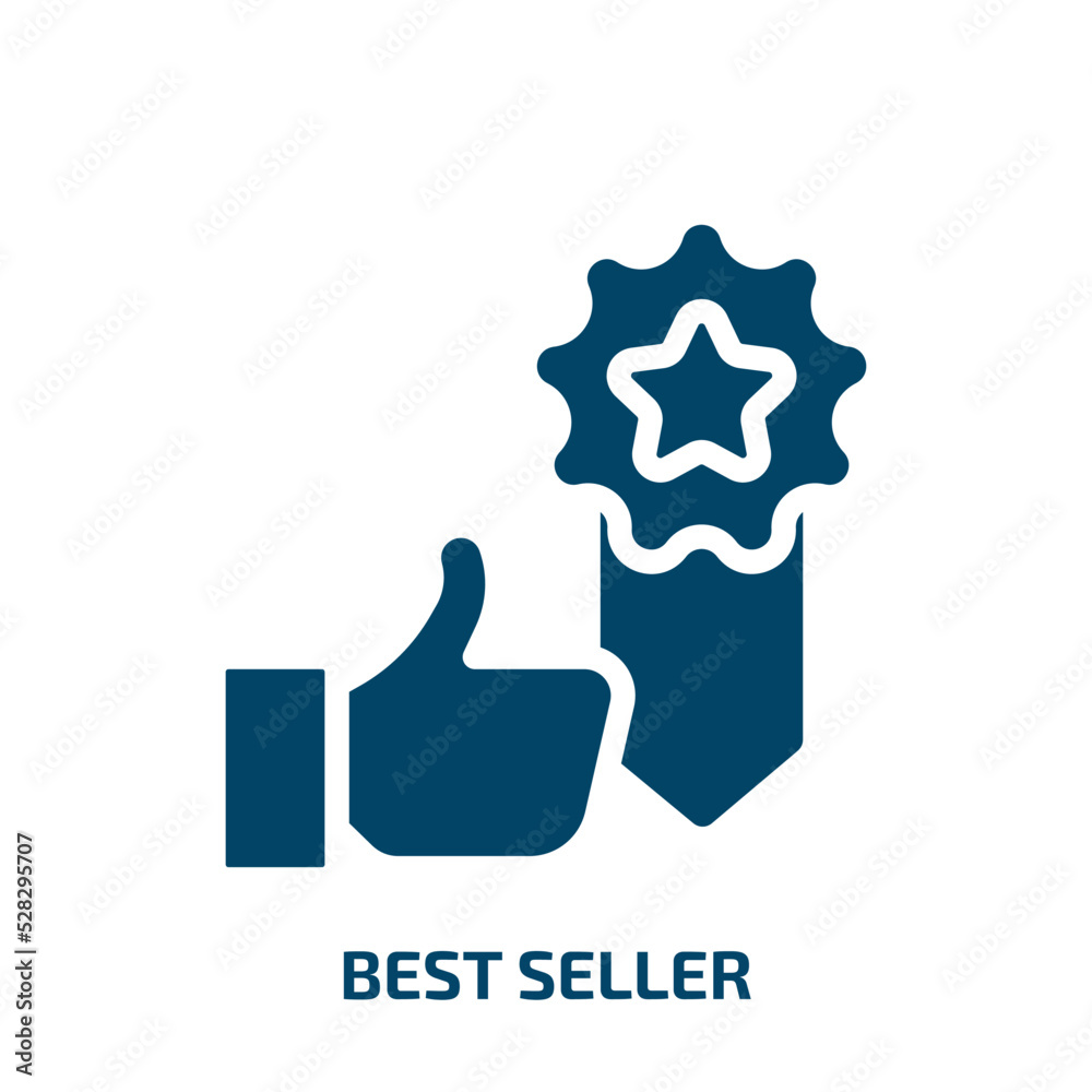 best seller vector icon. best seller, seal, seller filled icons from flat marketing concept. Isolated black glyph icon, vector illustration symbol element for web design and mobile apps