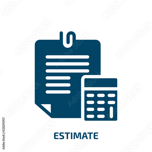 estimate vector icon. estimate, estimation, analysis filled icons from flat business concept. Isolated black glyph icon, vector illustration symbol element for web design and mobile apps