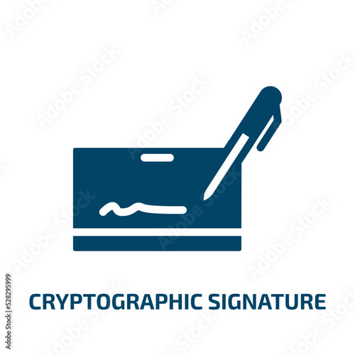 cryptographic signature vector icon. cryptographic signature, fingerprint, id filled icons from flat cryptocurrency concept. Isolated black glyph icon, vector illustration symbol element for web