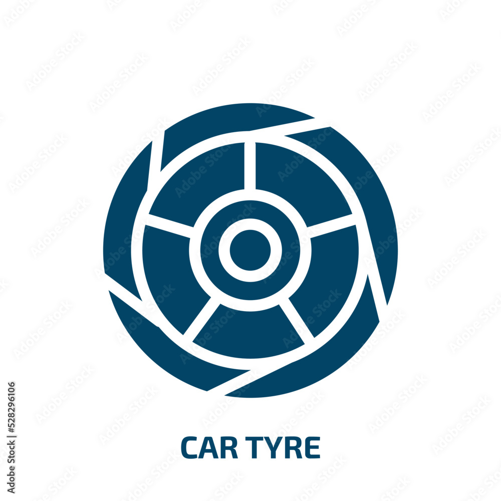 car tyre vector icon. car tyre, car, tire filled icons from flat car parts concept. Isolated black glyph icon, vector illustration symbol element for web design and mobile apps car tyre vector icon. car tyre, car, tire filled icons from flat car parts concept. Isolated black glyph icon, vector illustration symbol element for web design and mobile apps