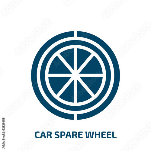 car spare wheel vector icon. car spare wheel, motor, repair filled icons from flat car parts concept. Isolated black glyph icon, vector illustration symbol element for web design and mobile apps