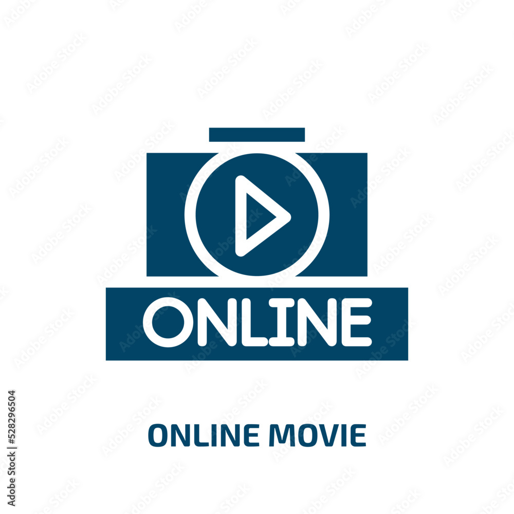 online movie vector icon. online movie, play, movie filled icons from flat cinema concept. Isolated black glyph icon, vector illustration symbol element for web design and mobile apps online movie vector icon. online movie, play, movie filled icons from flat cinema concept. Isolated black glyph icon, vector illustration symbol element for web design and mobile apps