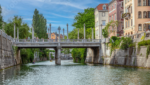 View of the Cobblers' Bridge, Ljubljana, Slovenia