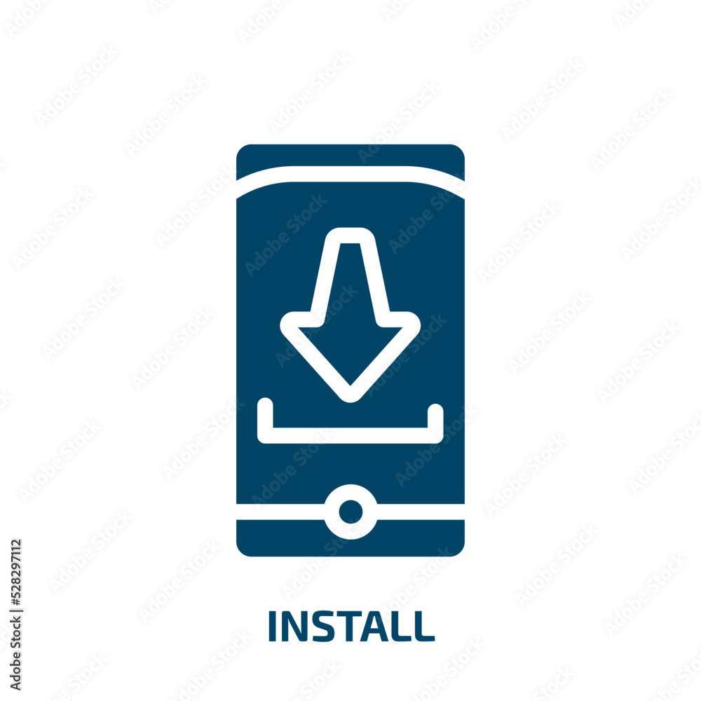 install vector icon. install, software, development filled icons from flat mobile functions concept. Isolated black glyph icon, vector illustration symbol element for web design and mobile apps install vector icon. install, software, development filled icons from flat mobile functions concept. Isolated black glyph icon, vector illustration symbol element for web design and mobile apps