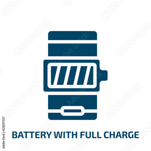 battery with full charge vector icon. battery with full charge, energy, full filled icons from flat phoneset concept. Isolated black glyph icon, vector illustration symbol element for web design and
