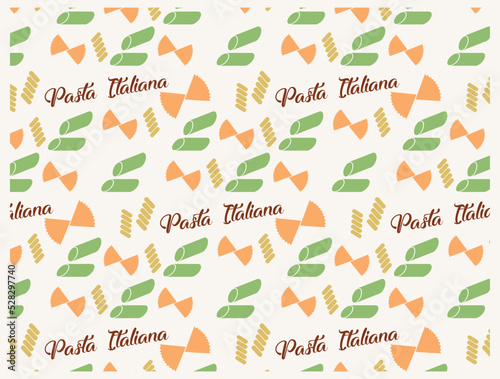 Short Pasta Pattern Poster Italian Cuisine 