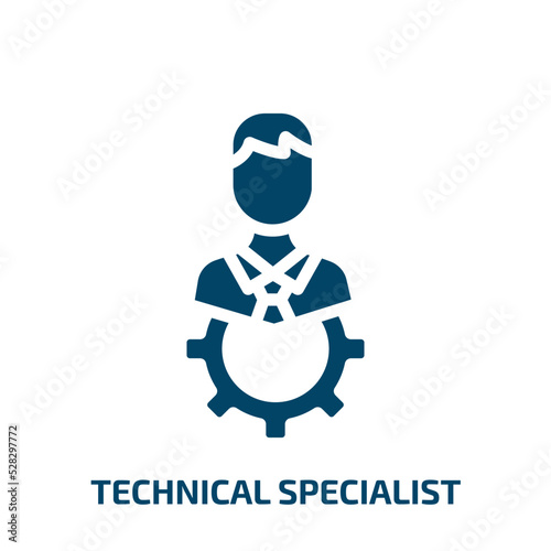 technical specialist vector icon. technical specialist, technical, specialist filled icons from flat support concept. Isolated black glyph icon, vector illustration symbol element for web design and
