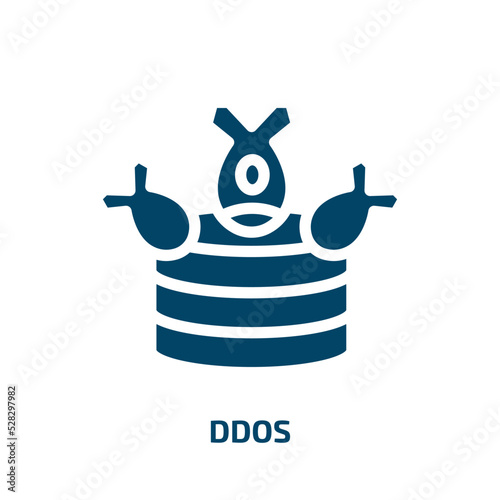 ddos vector icon. ddos, computer, attack filled icons from flat cyber crimes concept. Isolated black glyph icon, vector illustration symbol element for web design and mobile apps