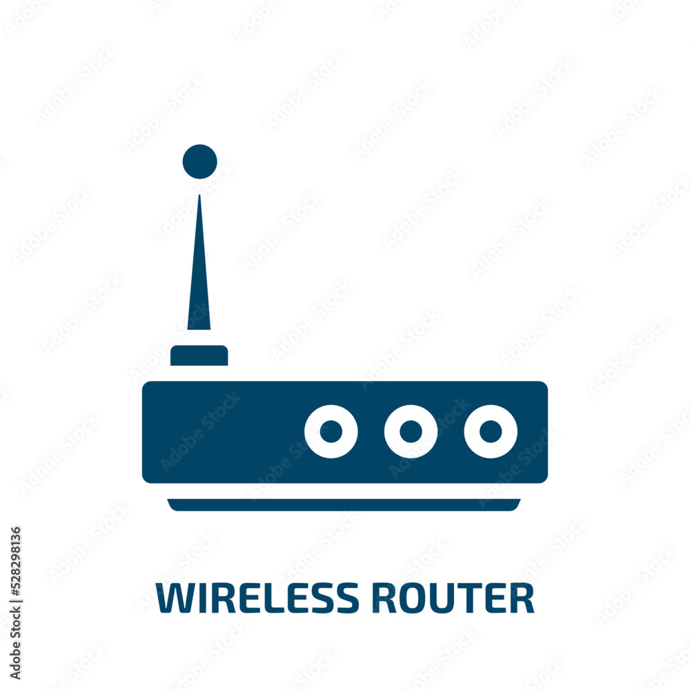 wireless router vector icon. wireless router, computer, router filled icons from flat network architecture concept. Isolated black glyph icon, vector illustration symbol element for web design and wireless router vector icon. wireless router, computer, router filled icons from flat network architecture concept. Isolated black glyph icon, vector illustration symbol element for web design and