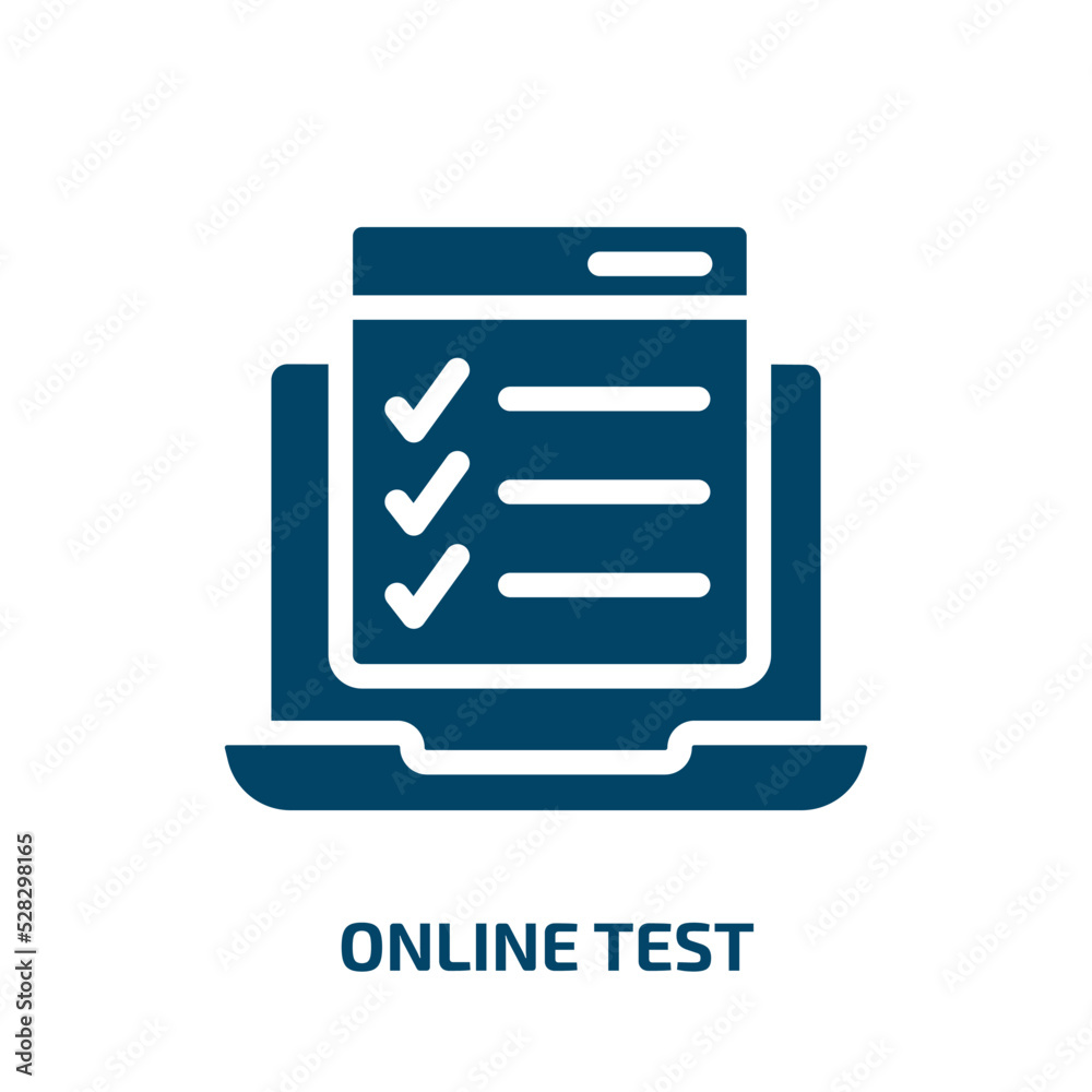 online test vector icon. online test, test, computer filled icons from flat online learning concept. Isolated black glyph icon, vector illustration symbol element for web design and mobile apps online test vector icon. online test, test, computer filled icons from flat online learning concept. Isolated black glyph icon, vector illustration symbol element for web design and mobile apps