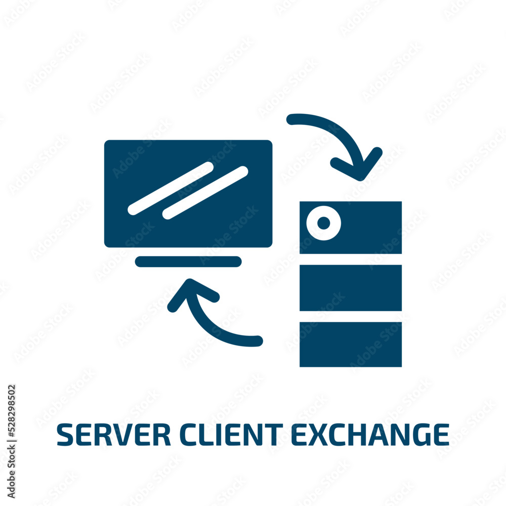 server client exchange vector icon. server client exchange, data, storage filled icons from flat computer and media concept. Isolated black glyph icon, vector illustration symbol element for web server client exchange vector icon. server client exchange, data, storage filled icons from flat computer and media concept. Isolated black glyph icon, vector illustration symbol element for web