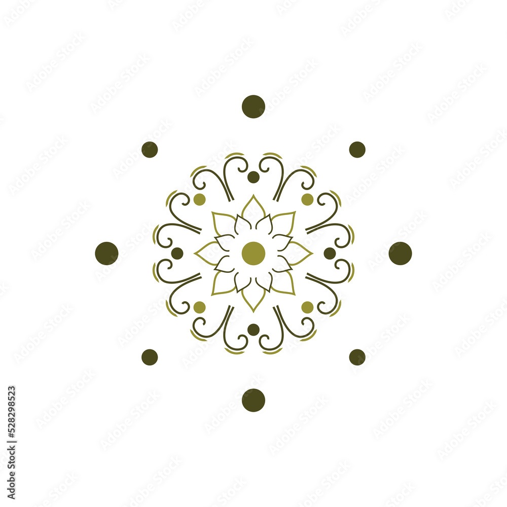 Fototapeta premium Abstract Symmethrical Round Shape fractal Mandala Like Floral Inspiration Pattern 