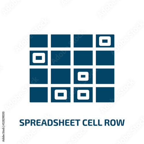 spreadsheet cell row vector icon. spreadsheet cell row, spreadsheet, table filled icons from flat computer and media concept. Isolated black glyph icon, vector illustration symbol element for web