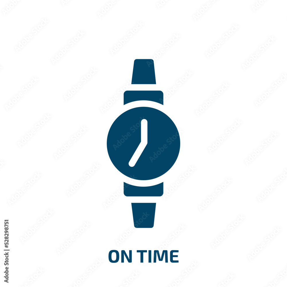 on time vector icon. on time, time, deadline filled icons from flat material devices concept. Isolated black glyph icon, vector illustration symbol element for web design and mobile apps