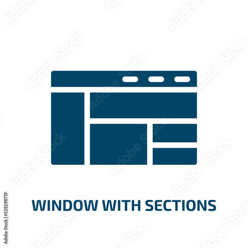 window with sections vector icon. window with sections, window, section filled icons from flat computer and media concept. Isolated black glyph icon, vector illustration symbol element for web design