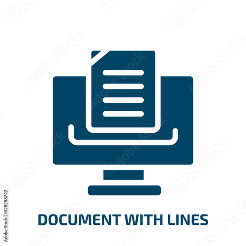 document with lines vector icon. document with lines, document, computer filled icons from flat computer and media concept. Isolated black glyph icon, vector illustration symbol element for web design