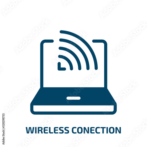 wireless conection vector icon. wireless conection, electronic, communication filled icons from flat material devices concept. Isolated black glyph icon, vector illustration symbol element for web photo