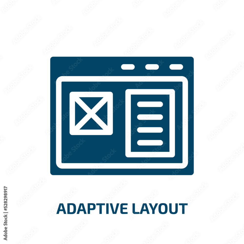adaptive layout vector icon. adaptive layout, internet, adaptive filled icons from flat programming line craft concept. Isolated black glyph icon, vector illustration symbol element for web design and adaptive layout vector icon. adaptive layout, internet, adaptive filled icons from flat programming line craft concept. Isolated black glyph icon, vector illustration symbol element for web design and