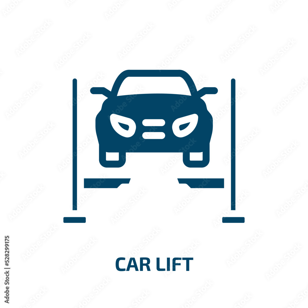 car lift vector icon. car lift, lift, car filled icons from flat car repair concept. Isolated black glyph icon, vector illustration symbol element for web design and mobile apps car lift vector icon. car lift, lift, car filled icons from flat car repair concept. Isolated black glyph icon, vector illustration symbol element for web design and mobile apps
