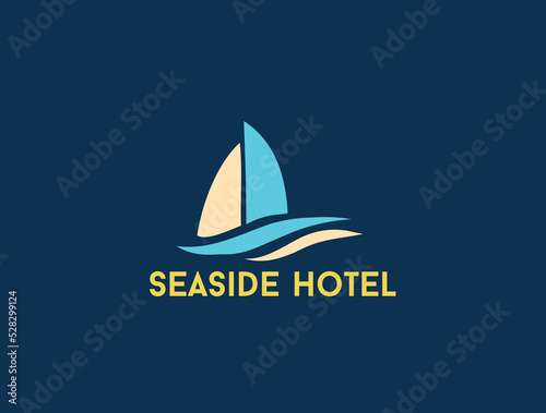 Seaside Hotel Sailing Boat Logo Seaside Tourism