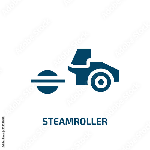 steamroller vector icon. steamroller, heavy, industrial filled icons from flat construction concept. Isolated black glyph icon, vector illustration symbol element for web design and mobile apps