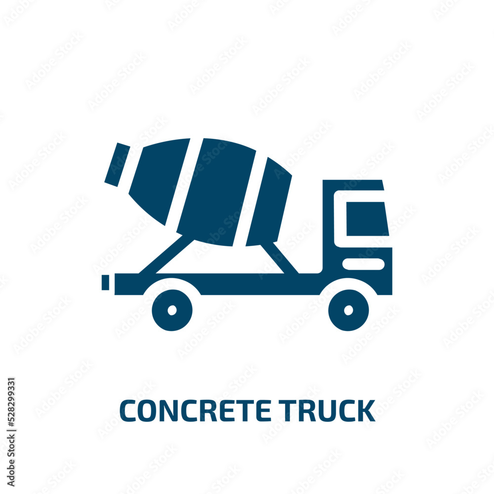 concrete truck vector icon. concrete truck, truck, concrete filled icons from flat construction concept. Isolated black glyph icon, vector illustration symbol element for web design and mobile apps concrete truck vector icon. concrete truck, truck, concrete filled icons from flat construction concept. Isolated black glyph icon, vector illustration symbol element for web design and mobile apps