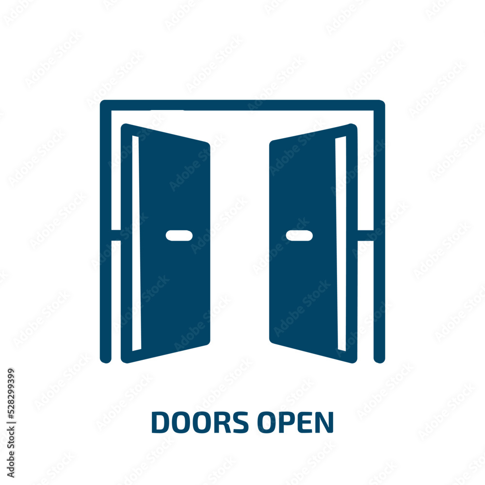 Vetor de doors open vector icon. doors open, door, open filled icons