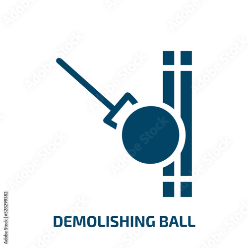demolishing ball vector icon. demolishing ball, building, construction filled icons from flat hand drawn construction concept. Isolated black glyph icon, vector illustration symbol element for web
