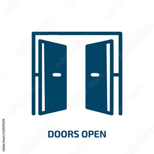 doors open vector icon. doors open, door, open filled icons from flat constructicons concept. Isolated black glyph icon, vector illustration symbol element for web design and mobile apps
