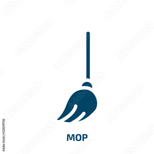 mop vector icon. mop, cleaner, bucket filled icons from flat housekeeping concept. Isolated black glyph icon, vector illustration symbol element for web design and mobile apps