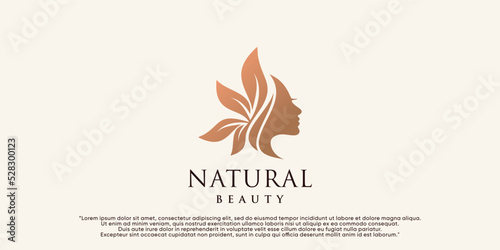 Natural beauty logo design for woman beauty salon with creative element Premium Vector