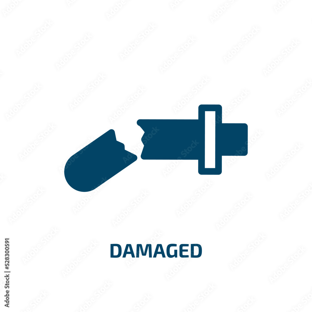 damaged vector icon. damaged, damage, insurance filled icons from flat driving school concept. Isolated black glyph icon, vector illustration symbol element for web design and mobile apps damaged vector icon. damaged, damage, insurance filled icons from flat driving school concept. Isolated black glyph icon, vector illustration symbol element for web design and mobile apps