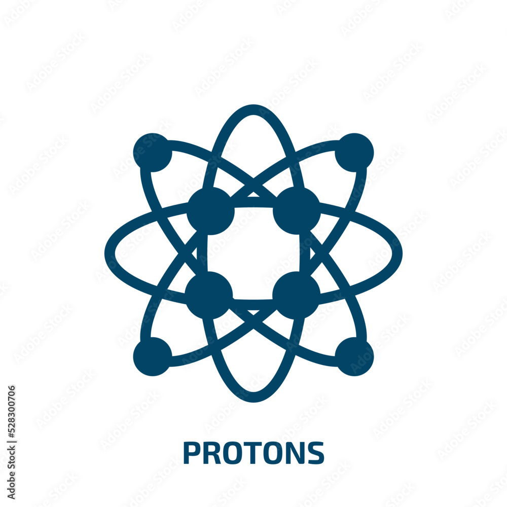protons vector icon. protons, proton, atom filled icons from flat science concept. Isolated black glyph icon, vector illustration symbol element for web design and mobile apps