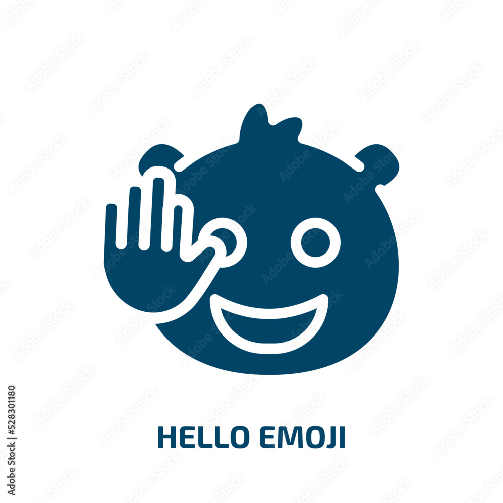 hello emoji vector icon. hello emoji, hello, goodbye filled icons from flat emoji concept. Isolated black glyph icon, vector illustration symbol element for web design and mobile apps hello emoji vector icon. hello emoji, hello, goodbye filled icons from flat emoji concept. Isolated black glyph icon, vector illustration symbol element for web design and mobile apps