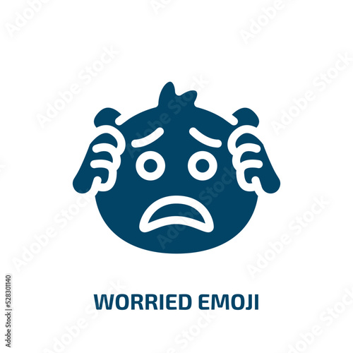 worried emoji vector icon. worried emoji, emoticon, expression filled icons from flat emoji concept. Isolated black glyph icon, vector illustration symbol element for web design and mobile apps