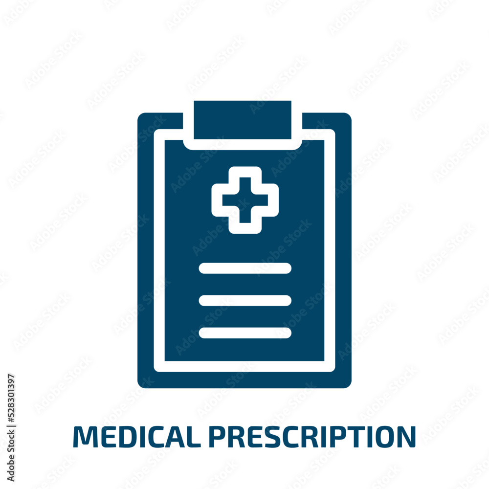 Fototapeta premium medical prescription vector icon. medical prescription, medical, medicine filled icons from flat medical concept. Isolated black glyph icon, vector illustration symbol element for web design and