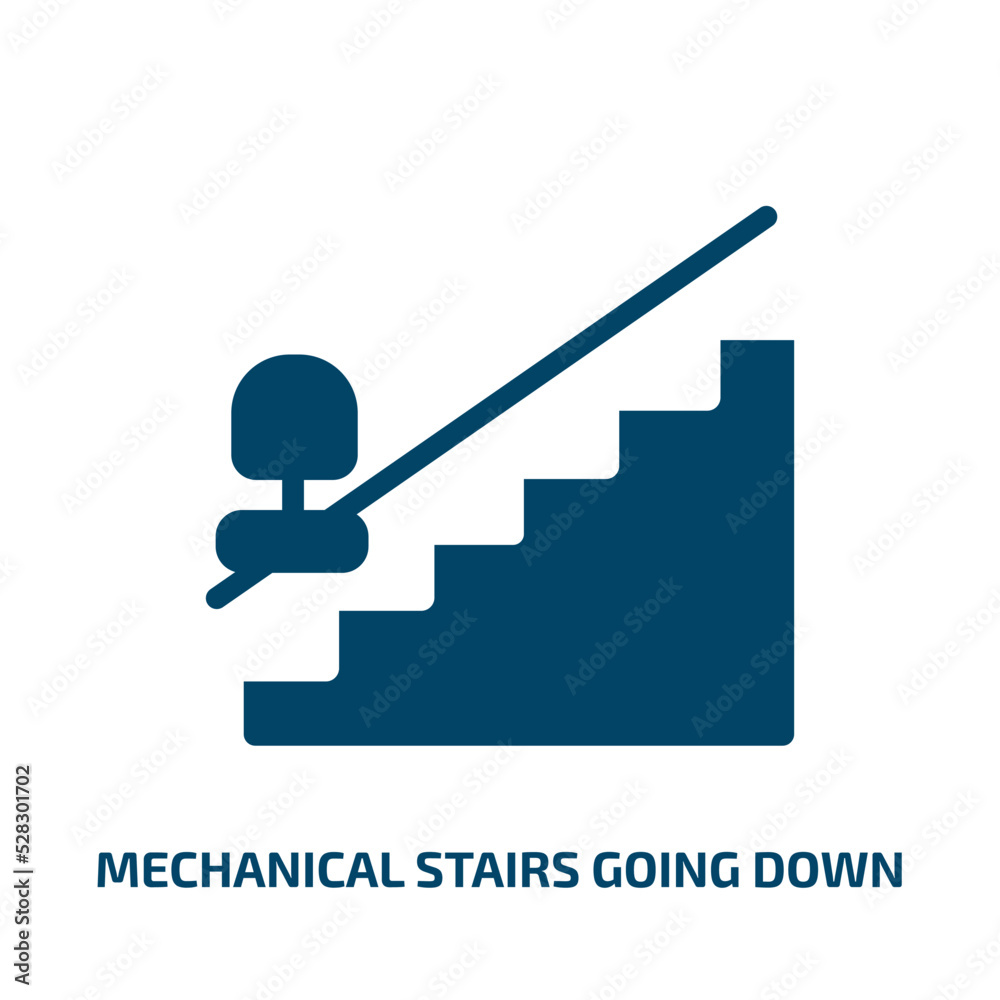 mechanical stairs going down vector icon. mechanical stairs going down ...