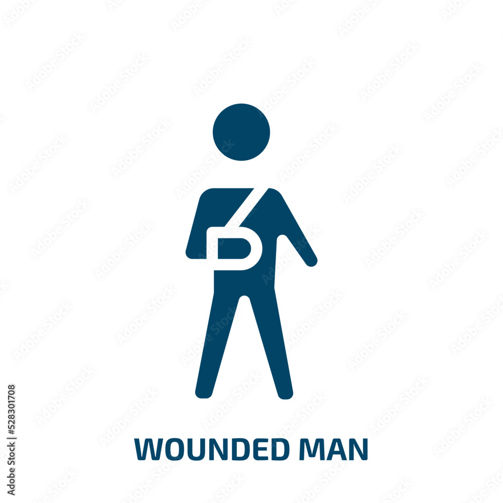 wounded man vector icon. wounded man, man, medical filled icons from flat health concept. Isolated black glyph icon, vector illustration symbol element for web design and mobile apps wounded man vector icon. wounded man, man, medical filled icons from flat health concept. Isolated black glyph icon, vector illustration symbol element for web design and mobile apps