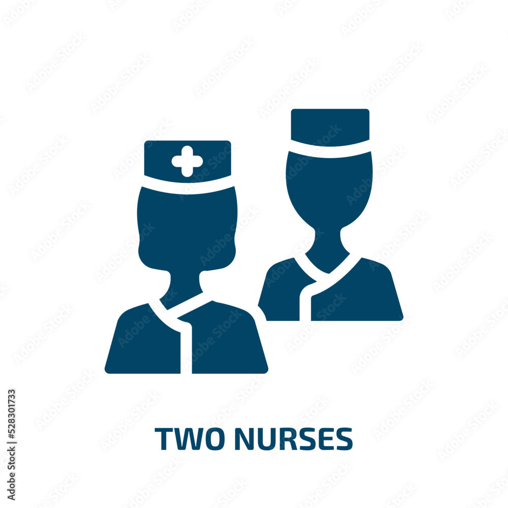 two nurses vector icon. two nurses, medical, nurse filled icons from flat health concept. Isolated black glyph icon, vector illustration symbol element for web design and mobile apps