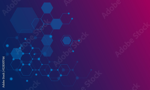 Abstract background with geometric pattern hexagons in neon colors