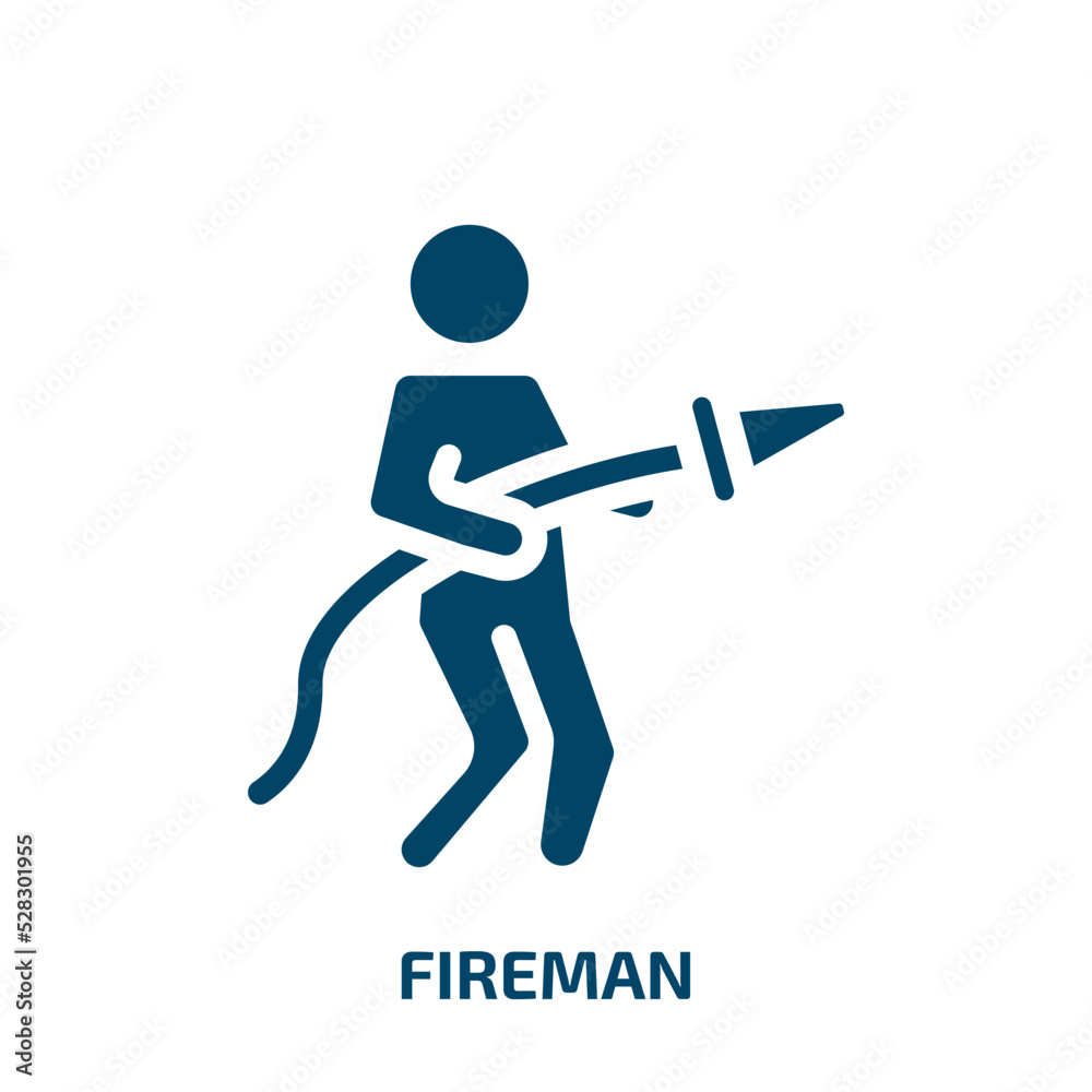 fireman vector icon. fireman, axe, hose filled icons from flat emergencies concept. Isolated black glyph icon, vector illustration symbol element for web design and mobile apps fireman vector icon. fireman, axe, hose filled icons from flat emergencies concept. Isolated black glyph icon, vector illustration symbol element for web design and mobile apps