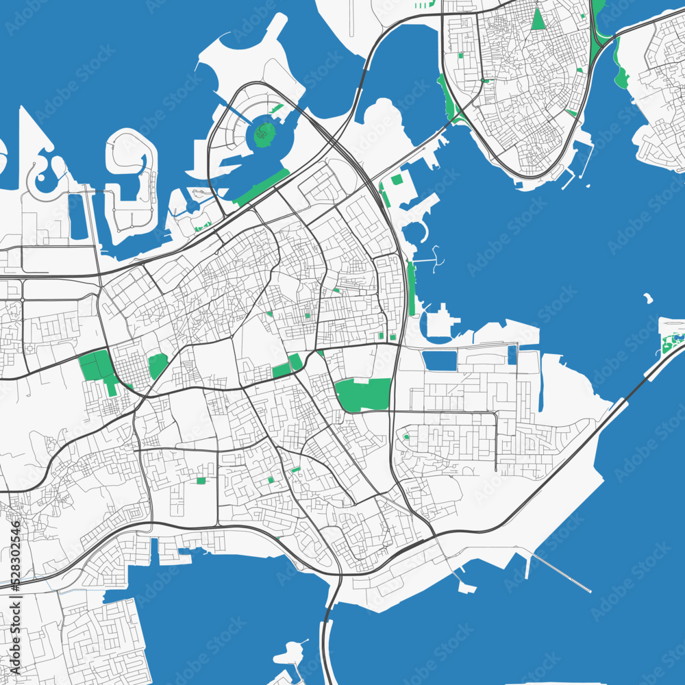 Manama vector map. Detailed map of Manama city administrative area