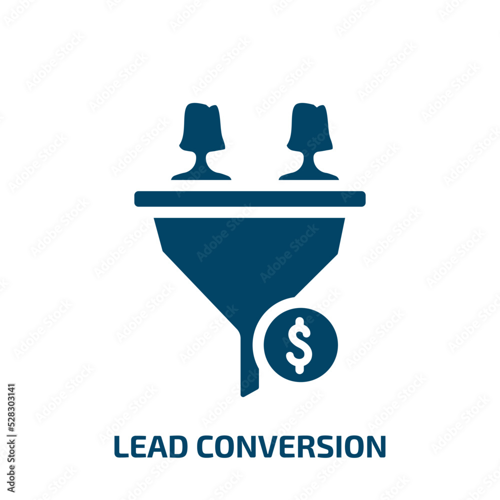 lead conversion vector icon. lead conversion, marketing, funnel filled