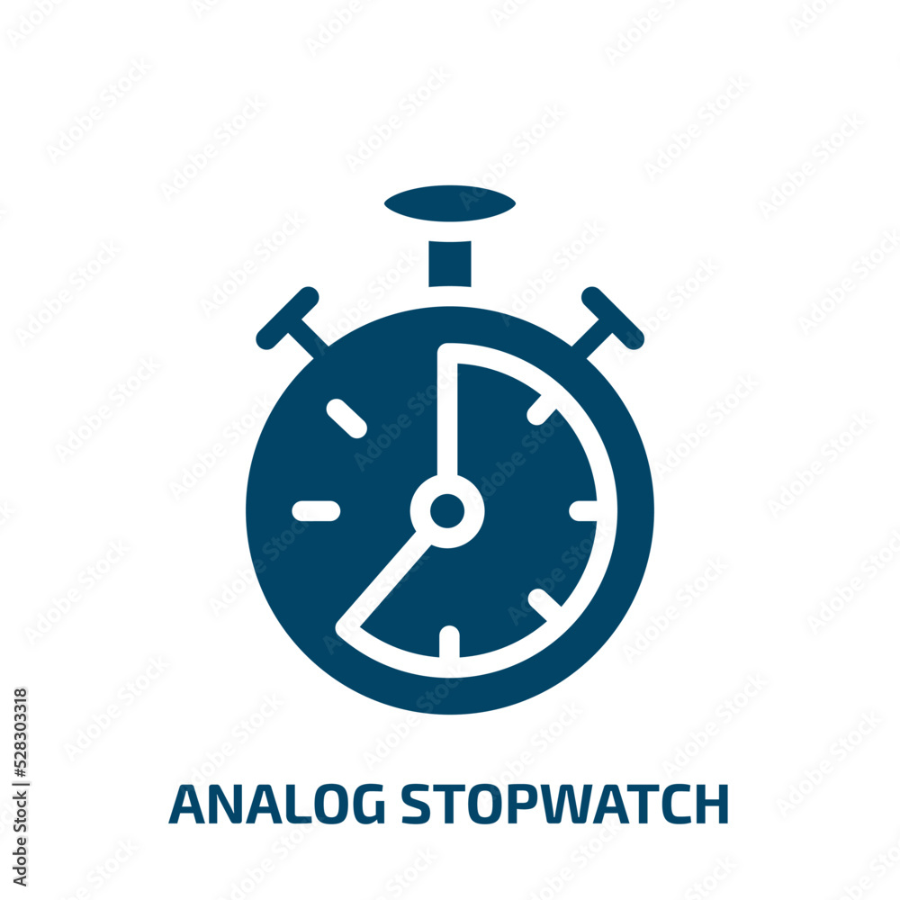 analog stopwatch vector icon. analog stopwatch, clock, circle filled icons from flat general concept. Isolated black glyph icon, vector illustration symbol element for web design and mobile apps analog stopwatch vector icon. analog stopwatch, clock, circle filled icons from flat general concept. Isolated black glyph icon, vector illustration symbol element for web design and mobile apps